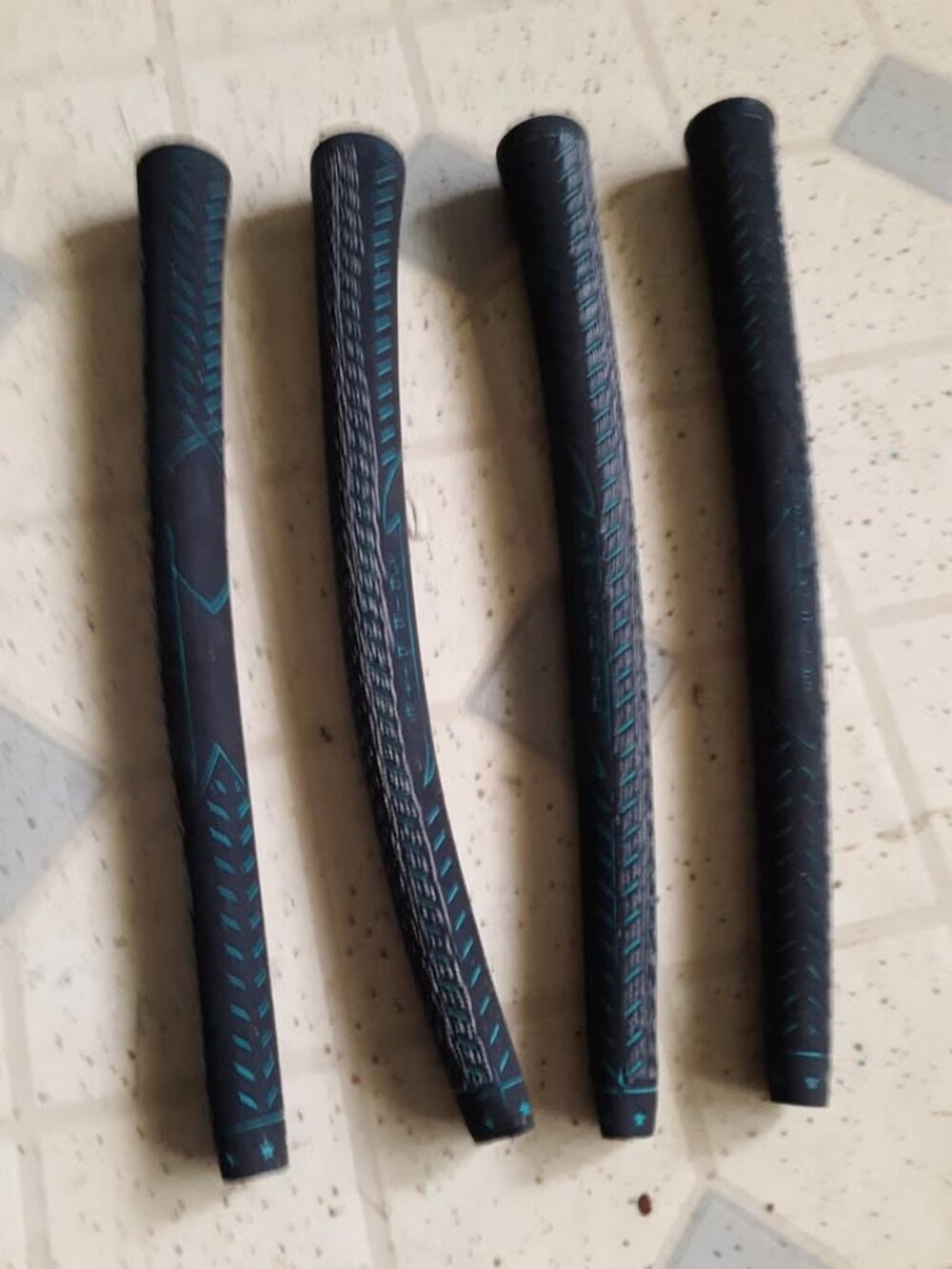 Lot Of 4 Vintage Golf Pride Velvet Cord Golf Grips (Aqua & Black) VTG
